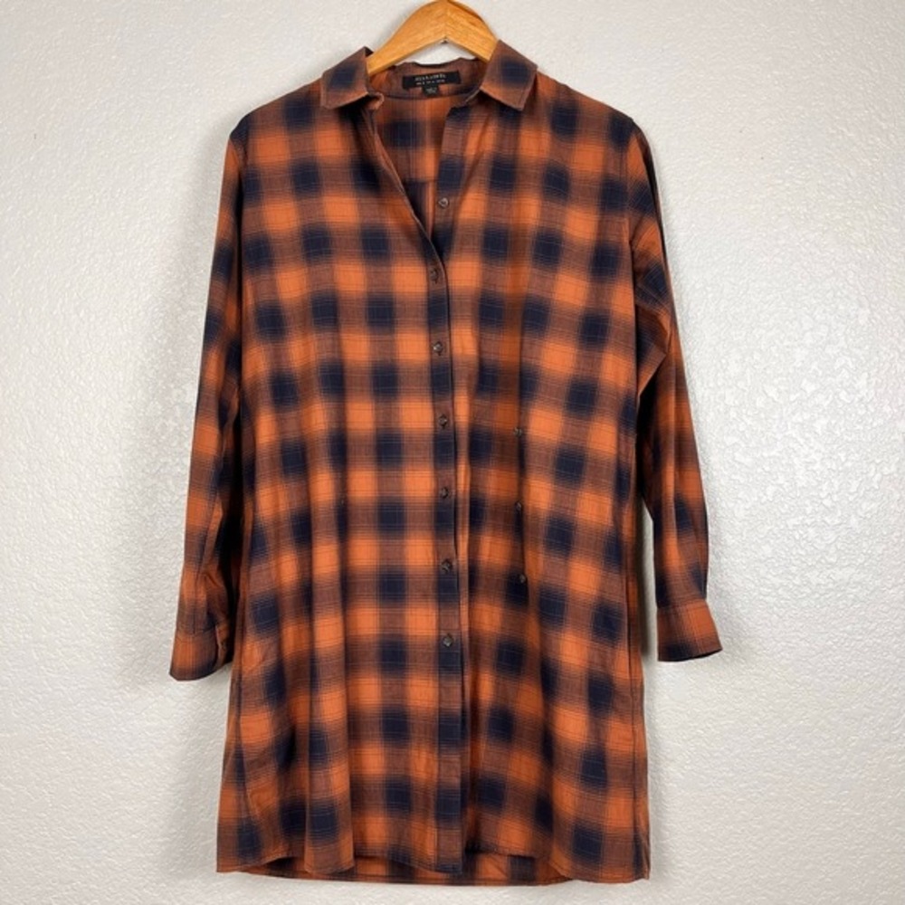 ALLSAINTS Shirt‎ Dress Womens 4 Braxon Plaid Asymmetric Grunge Baddie Indie Alt